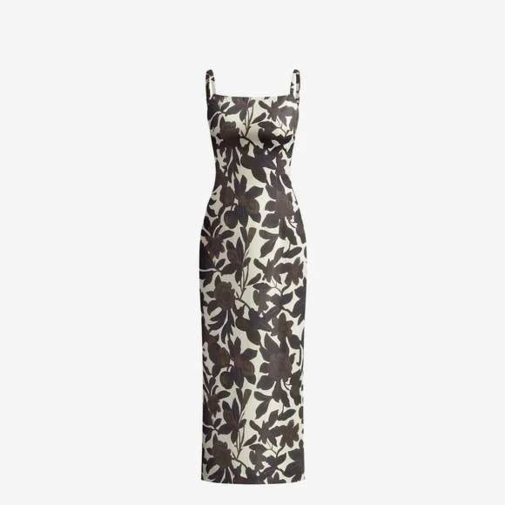 Commense Cream Maxi Dress with Brown & Black Floral Print - Picture 3 of 6